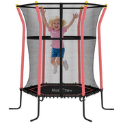 Tappeto Elastico per Bambini con Ingresso a Cerniera e Pali Imbottiti, ?163.5x190 cm, Rosso