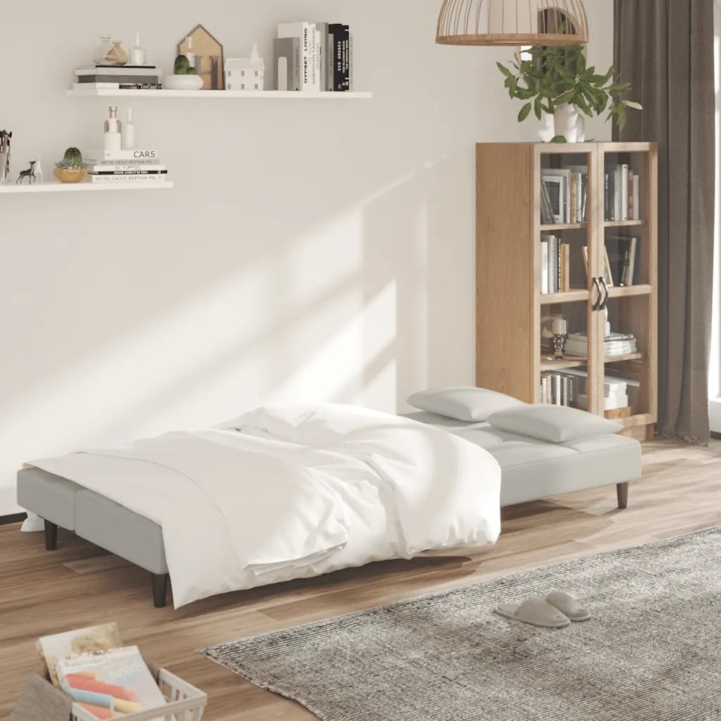Divano Letto a 2 Posti con 2 Cuscini-Sofa Letto 2 Posti-Daybed Crema in Velluto 915868