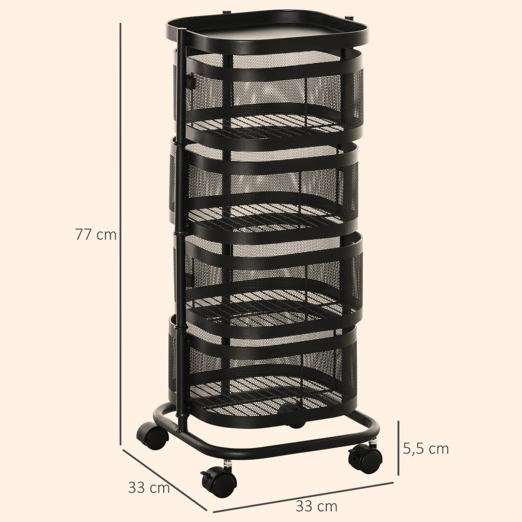 Carrello Multilivello con Cestelli ¨C Minimal ¨C 33x33x77 cm Nero