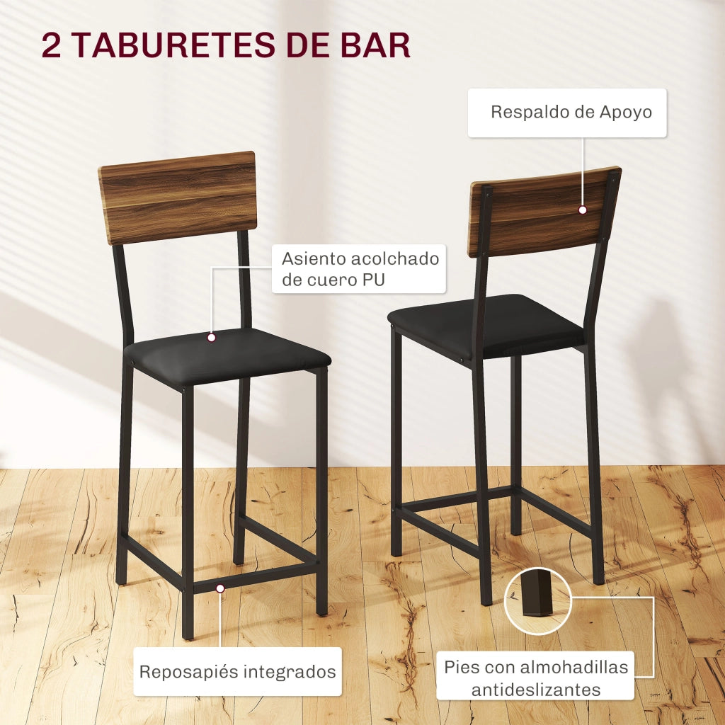 Tavolo da bar con laterali abatibili e 2 sgabelli ¨C zephmum ¨C marrone e nero