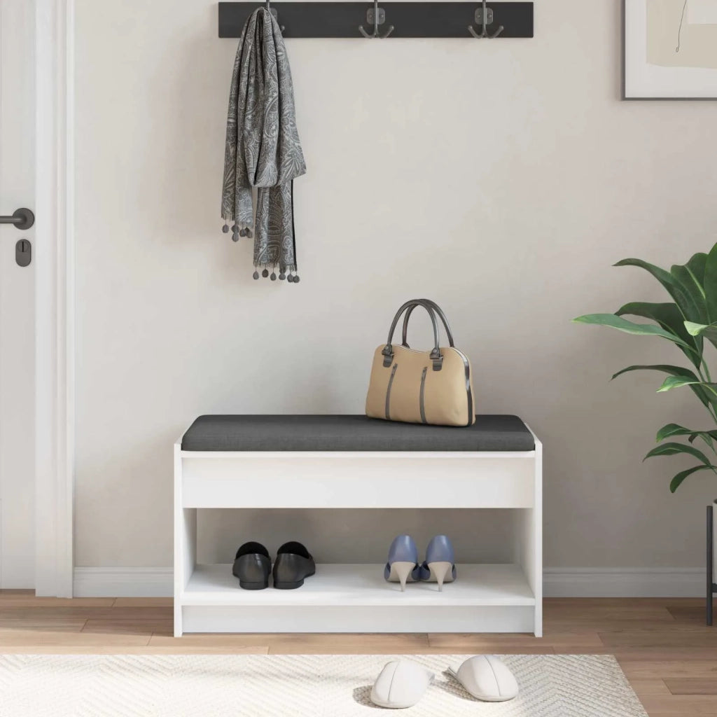 Panca per ingresso con cuscino Bianco 83 x 38 x 45 cm