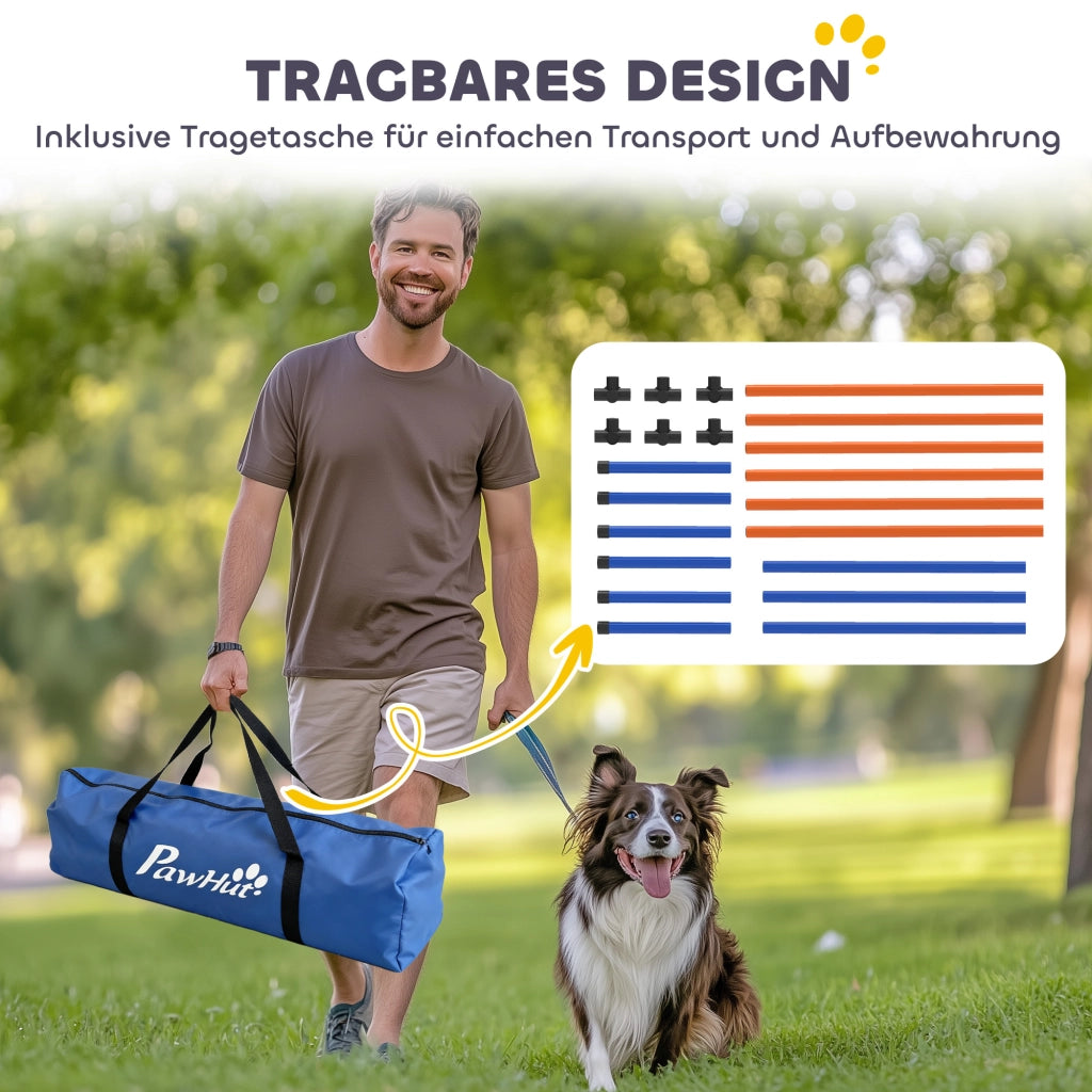 Set Agility per Cani ¨C Minimal ¨C 3 Pezzi con Slalom e Borsa Arancione