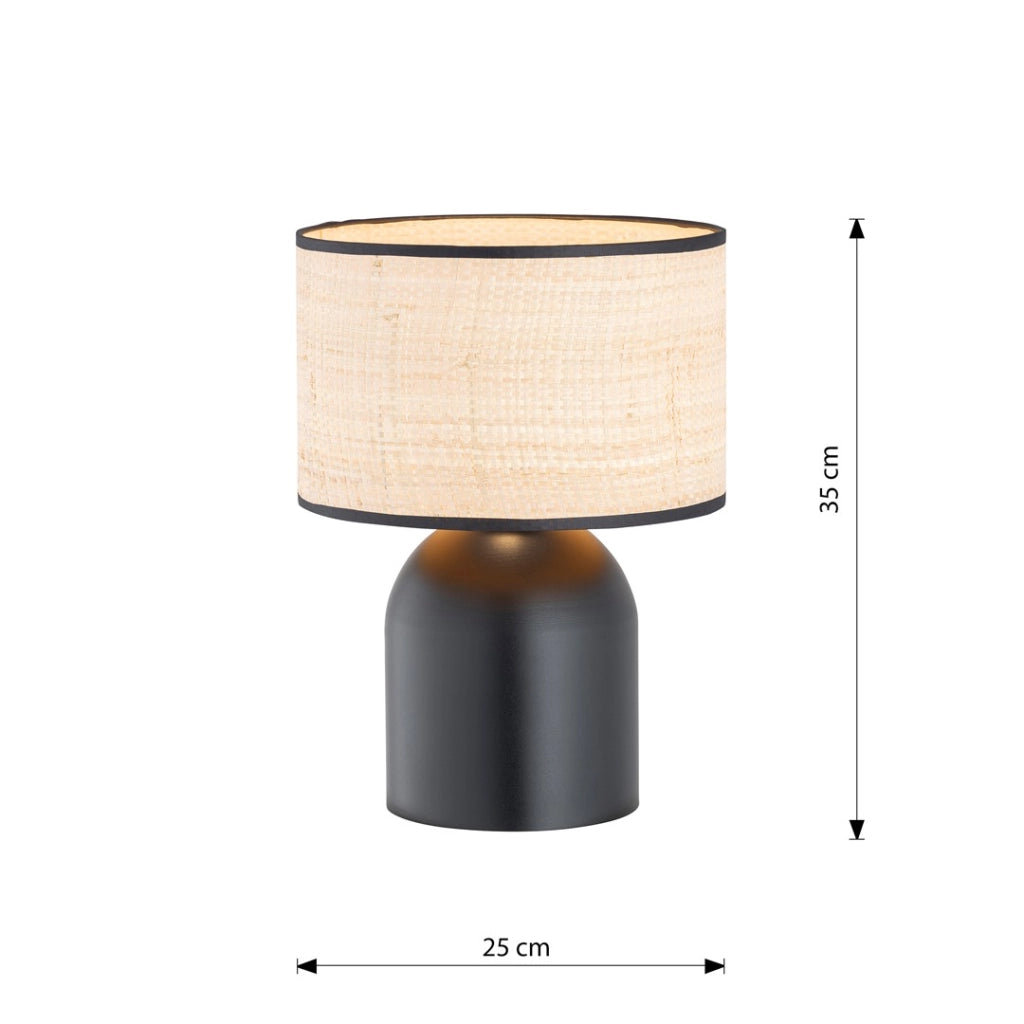 Lampada da tavolo nera paralume crema E27 15W Aspen