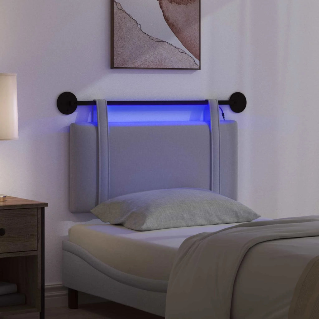 Testiera | Testata sospesa Con luce LED Grigio Chiaro Tessuto