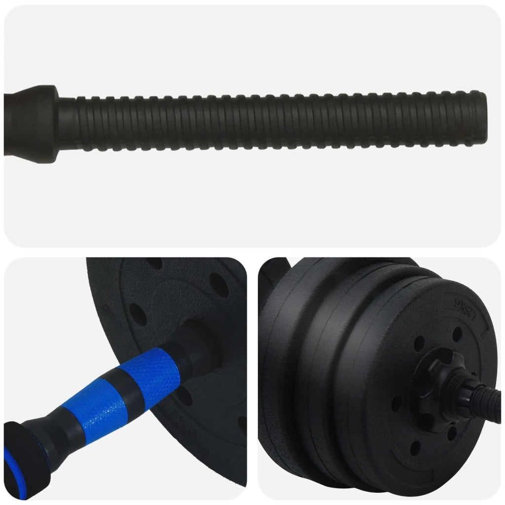 Set Manubri e Bilanciere 2-in-1 20 kg Nero e Blu 42023464
