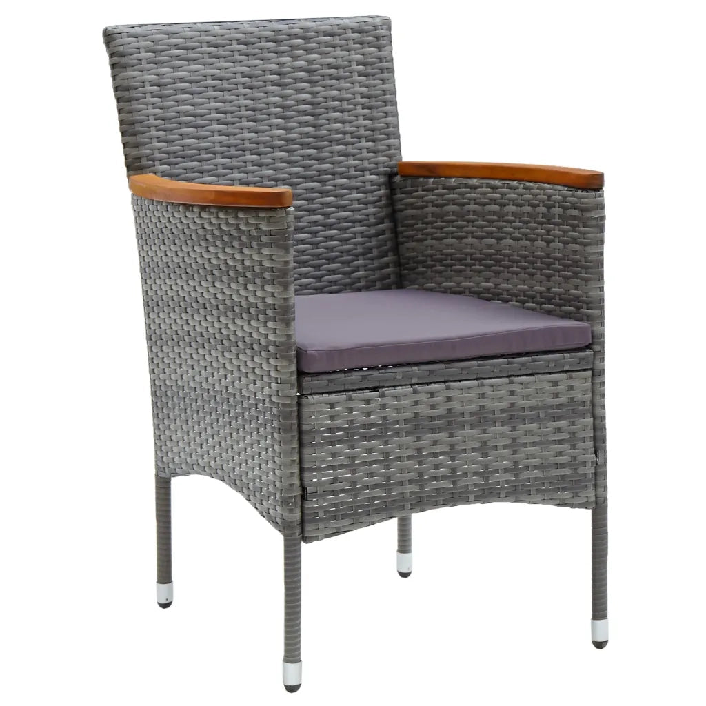 Set da Bistrot 3 pz in Polyrattan e Legno Acacia Grigio 3058367