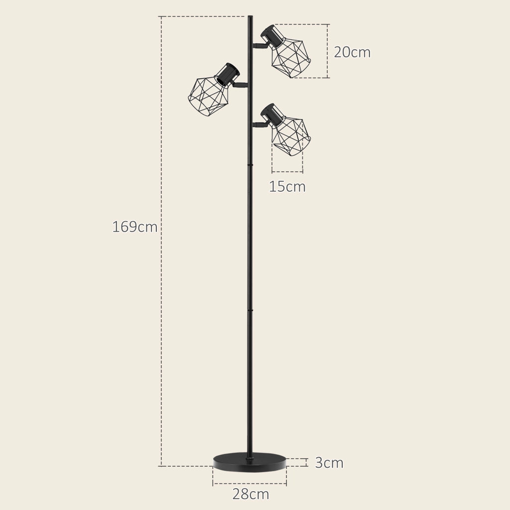 Lampada da terra a 3 luci ¨C Minimal ¨C nero 41x28x169 cm