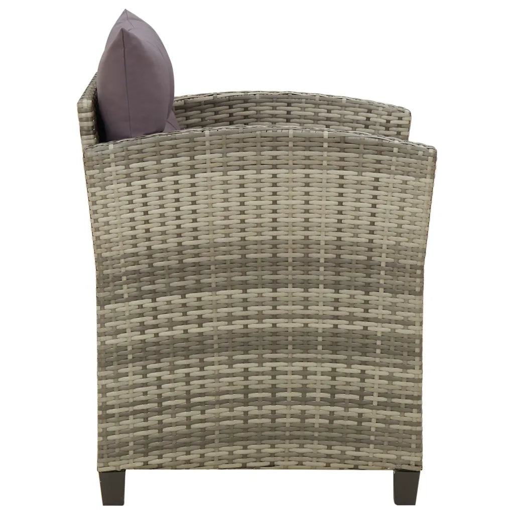 Sedia da Giardino | Sedie da Esterno con Cuscini in Polyrattan Grigio