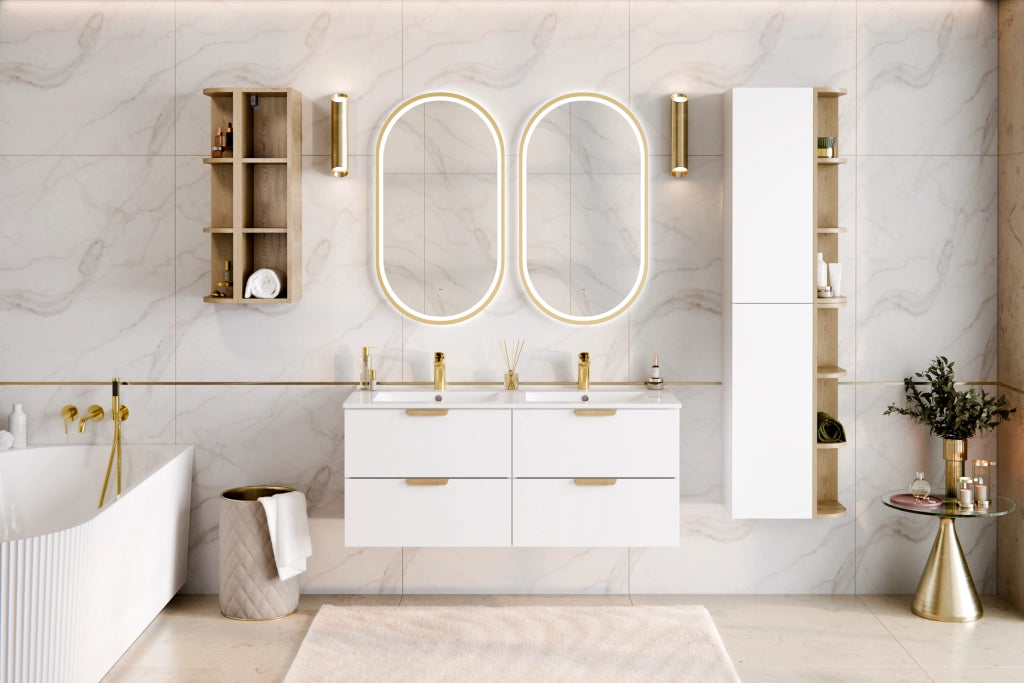 Set mobili bagno 80 cm con lavabo per mobile Lava Aster White 80 cm