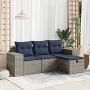 Set Divani da Giardino 4 pz con Cuscini in Polyrattan Grigio 3325657