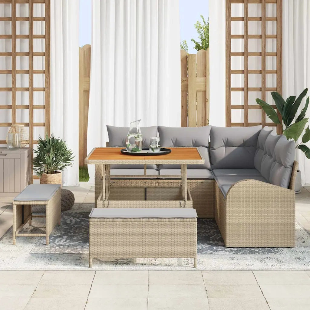 Set Divano da Giardino con cuscino 8 pcs Beige polyrattan 3362387