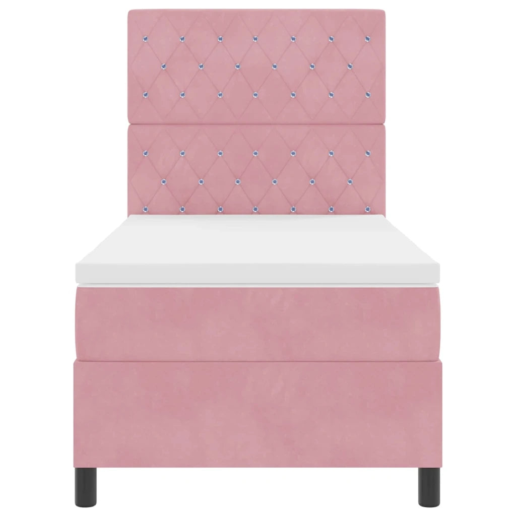 Letto a Sorgente LED con materasso Rosa 100 x 200 cm Velluto 3343231