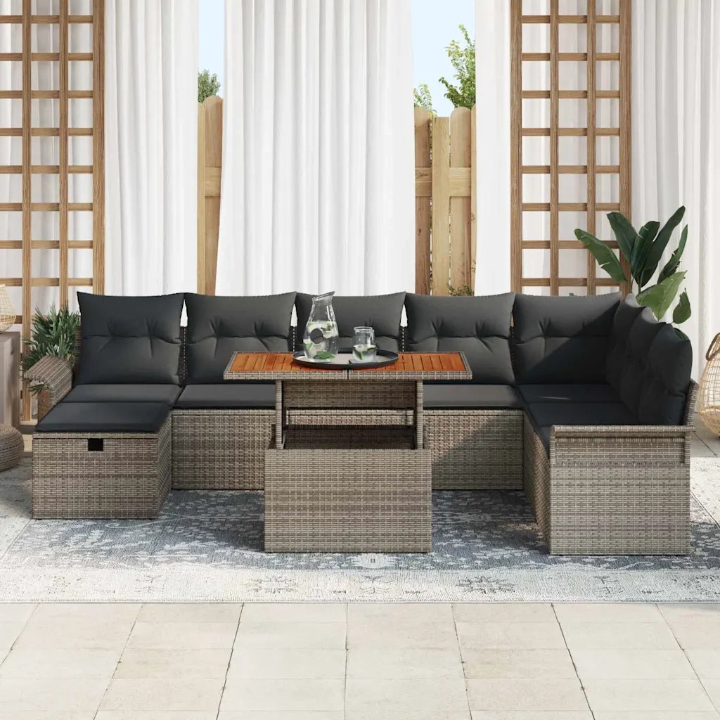 Set Divano da Giardino 9 pcs Grigio polyrattan 3361258