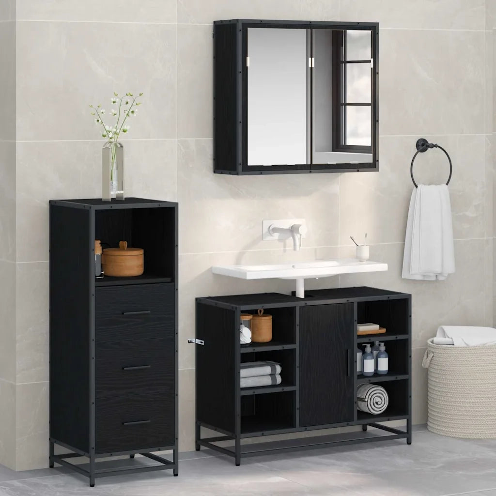 Set di mobili per il Bagno | Armadio da bagno con cassetto 3 pz Legno vecchio