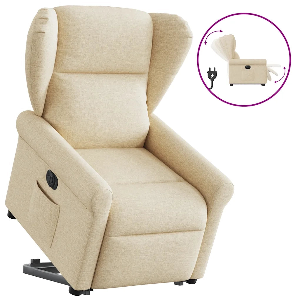 Poltrona Alzapersona Reclinabile Elettrica Crema in Tessuto 3303402
