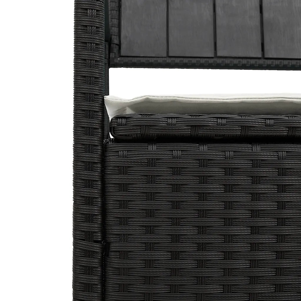 Panca Portaoggetti da Giardino con Cuscino-Sgabello-Panca con Contenitore in Polyrattan Nero 658836