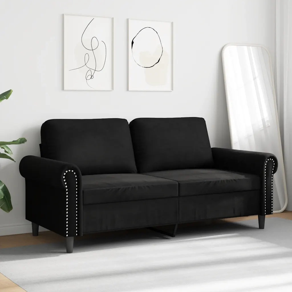 Divano a 2 Posti-Sofa 2 Posti Nero 140 cm in Velluto 256070