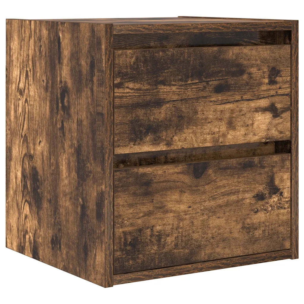 Comodini a Muro 2 pz-Set di 2 Tavolino da notte Rovere Fumo 38x34x40 cm 250838