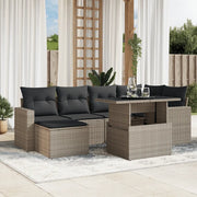 Set Divani da Giardino 7pz con Cuscini Grigio Chiaro Polyrattan 3267422