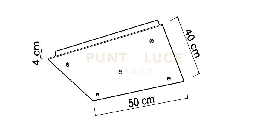 BASE-5RE N  Base rettangolare 5 luci nero opaco l. 50cm