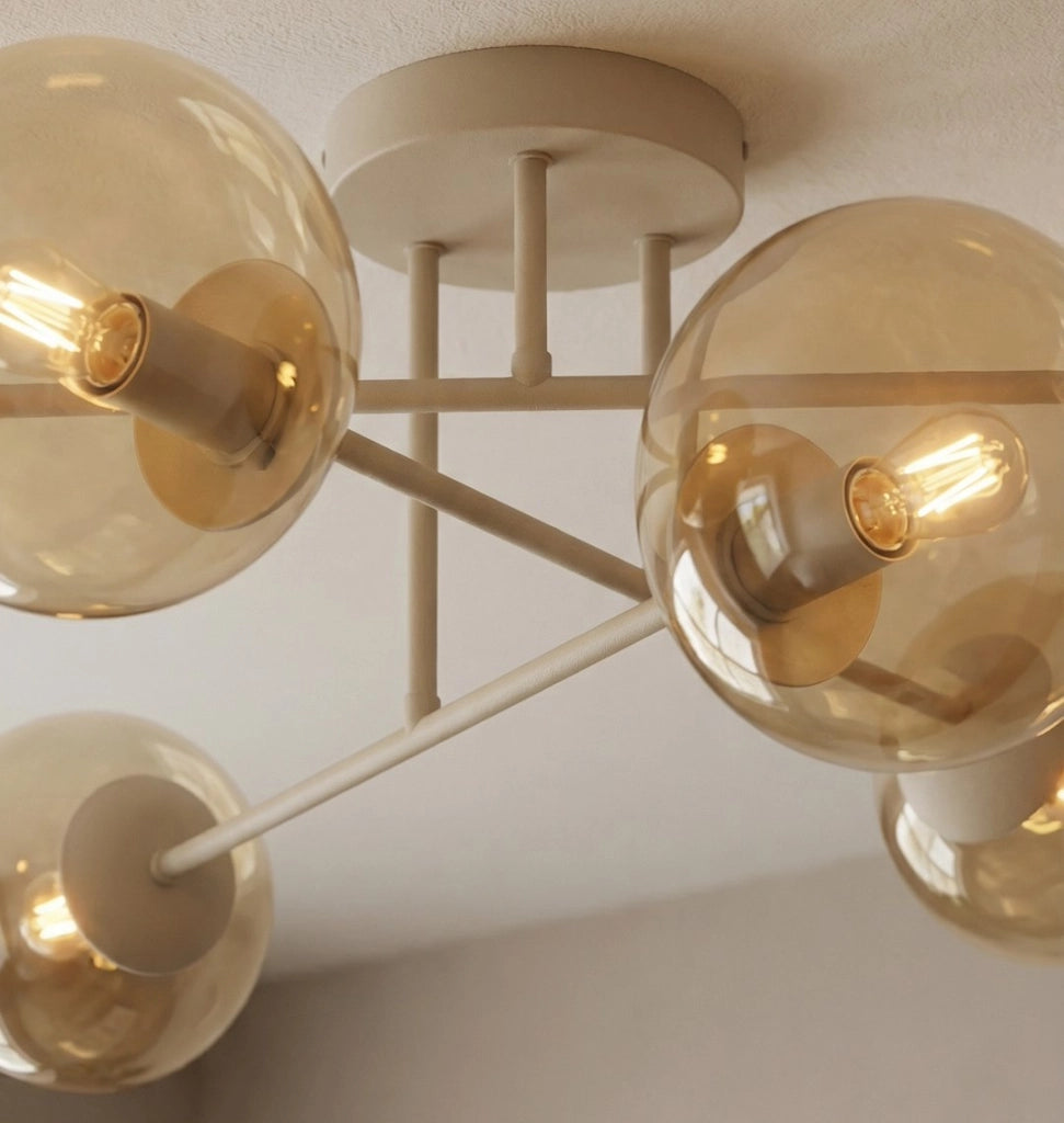Lampada a soffitto ROMA 6xE14 sfere vetro beige Emibig