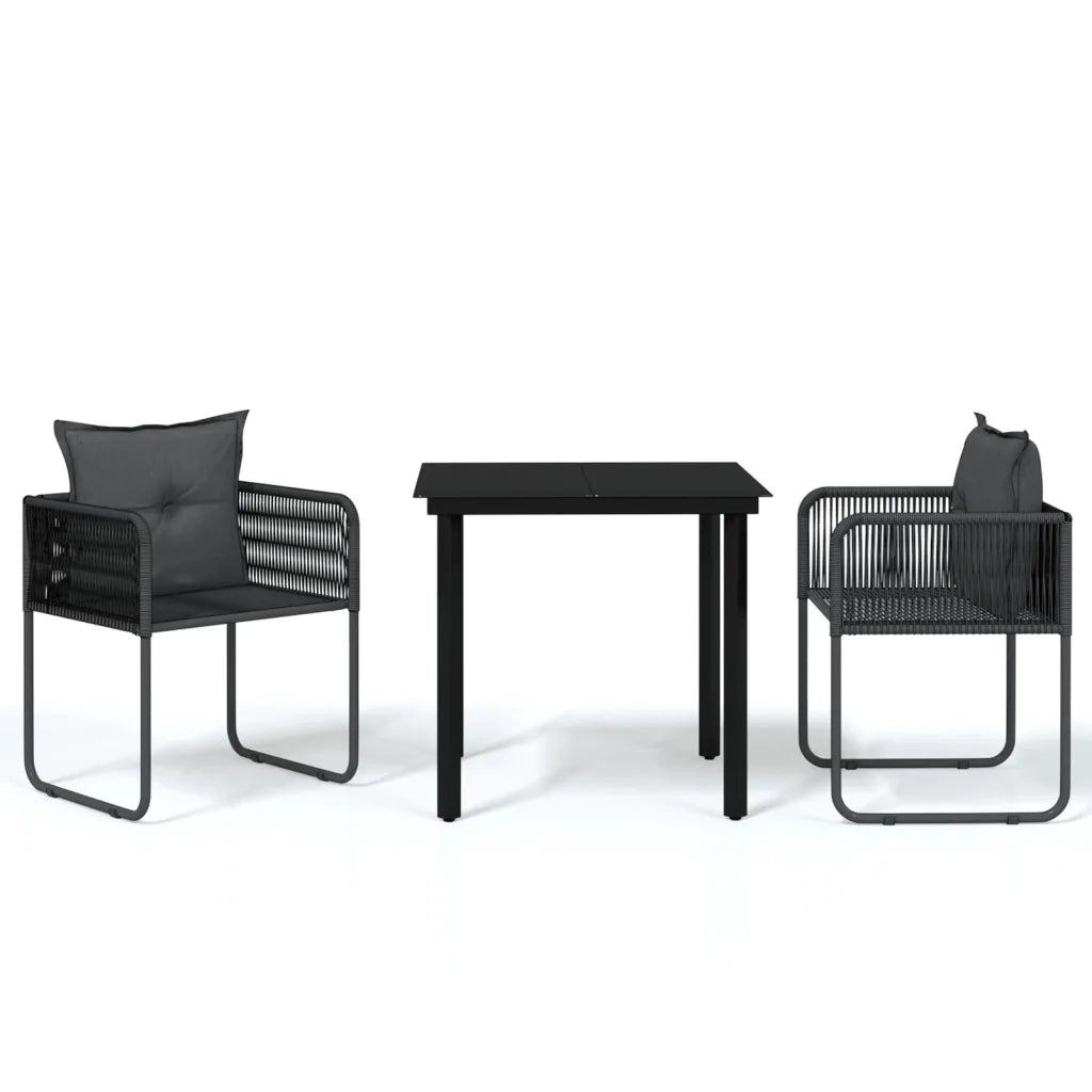 Set da Pranzo da Giardino 3 pz Nero 3099077