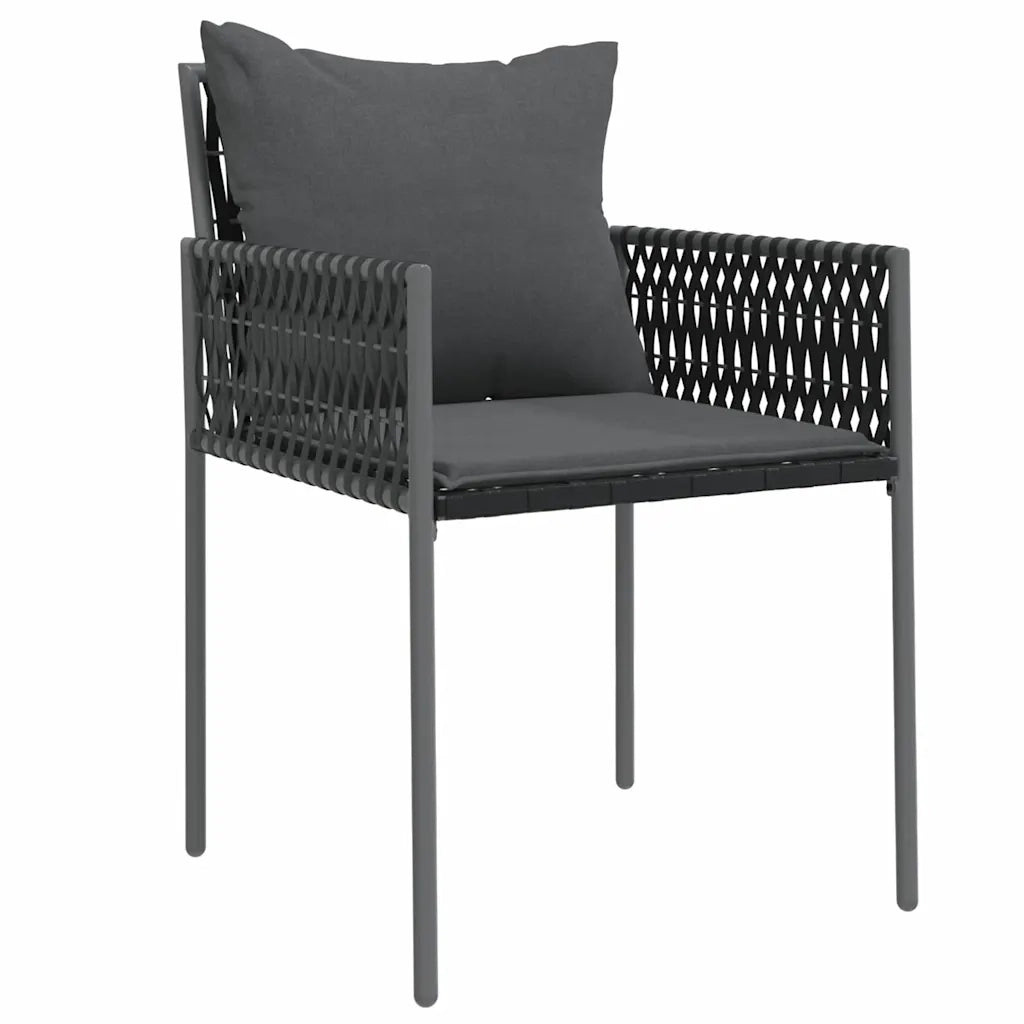 Set da Pranzo per Giardino 5 pcs Nero e Grigio Rattan in PE