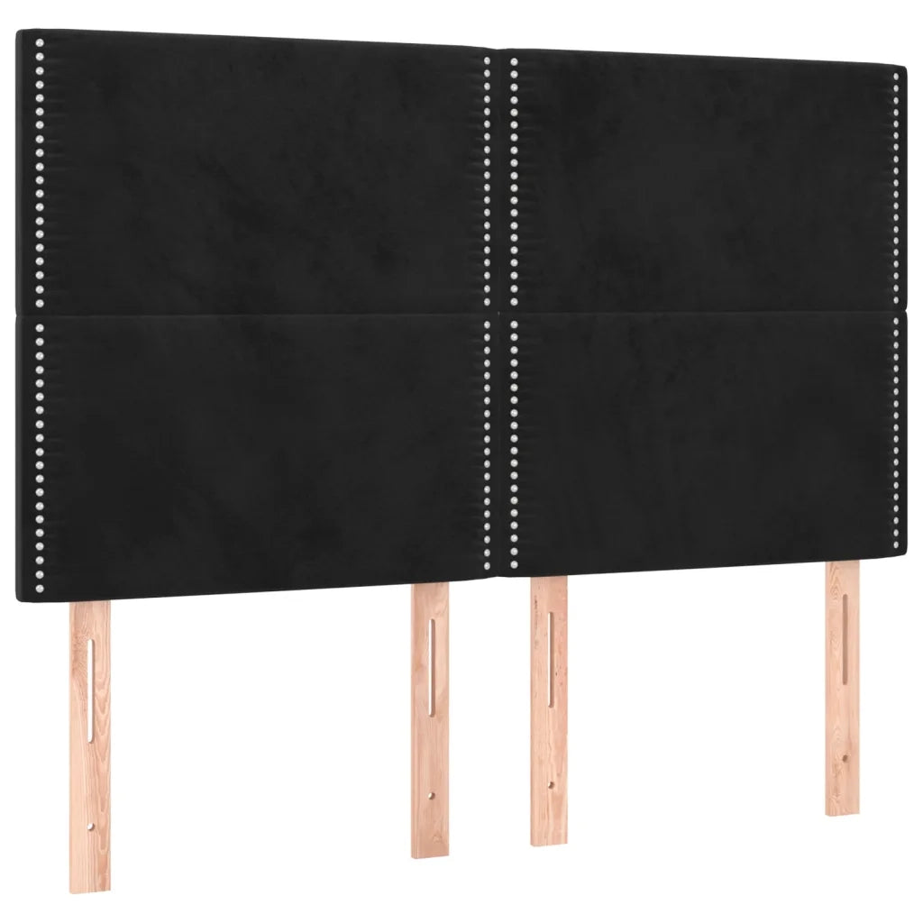 Letto a Molle con Materasso e LED Nero 140x190 cm in Velluto