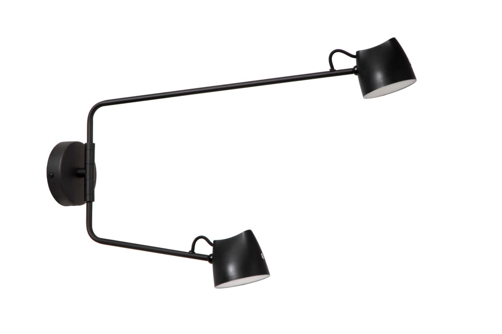 Applique LED da parete loft MILNE 2 luci nera Lucide