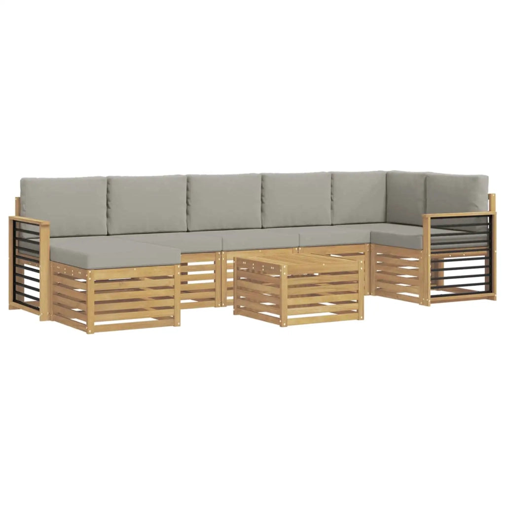 Set di divani da esterno 8 pcs Bianco e Grigio Chiaro 3392246