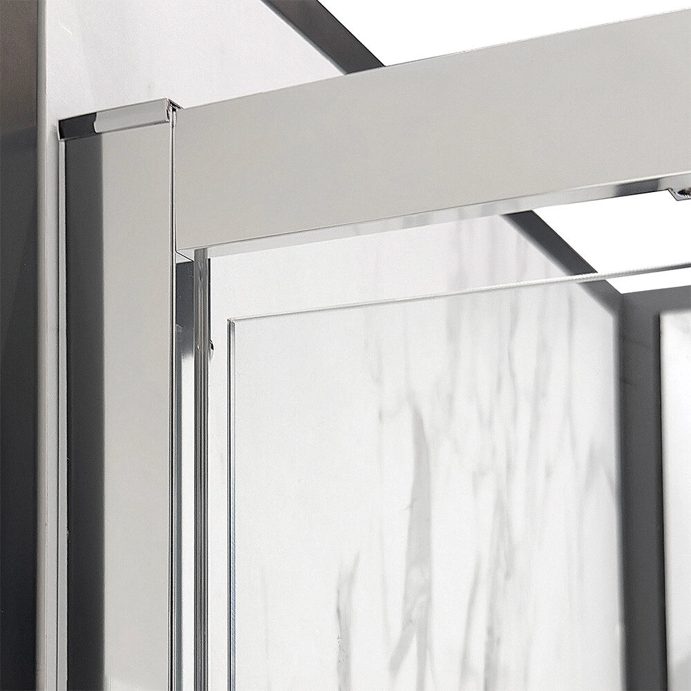 Box doccia angolare 90x90 con porta a soffietto in vetro temperato trasparente e profili cromo Ted