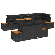 Set da Pranzo per Giardino con cuscino 9 pcs Nero e Marrone