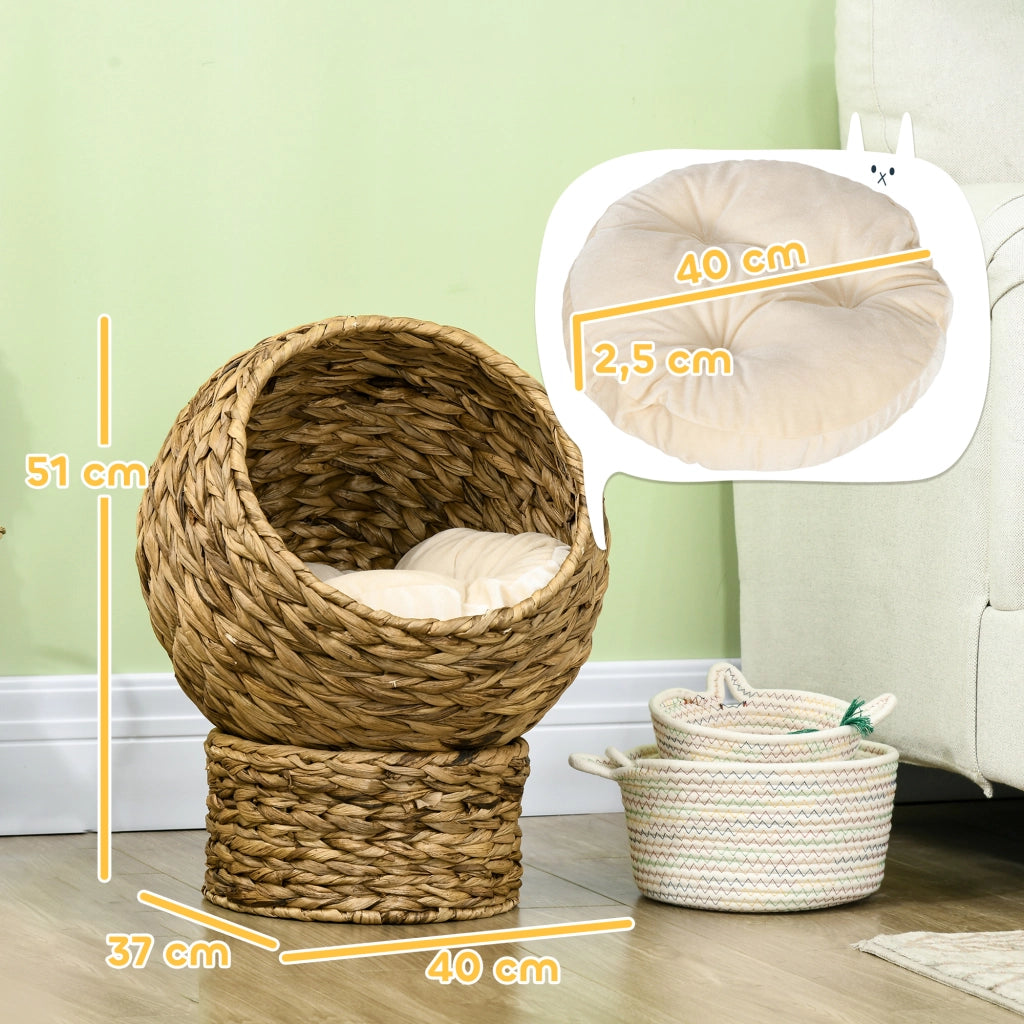 Letto a Soppalco per Gatti ¨C Minimal ¨C 40x37x51 cm Beige con Cuscino