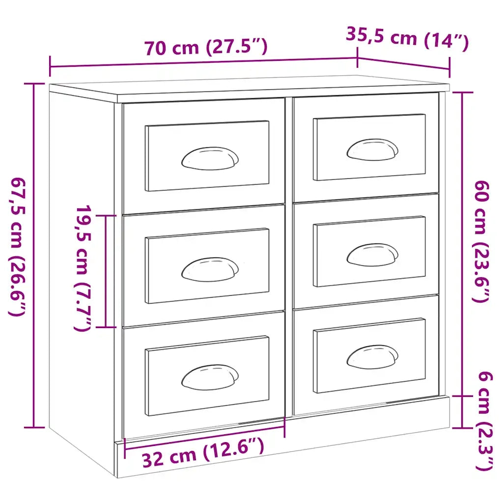Credenza | Madia | Buffet da pranzo | Armadio da pranzo Grigio Cemento 70x35,5x67,5 cm in Legno Multistrato