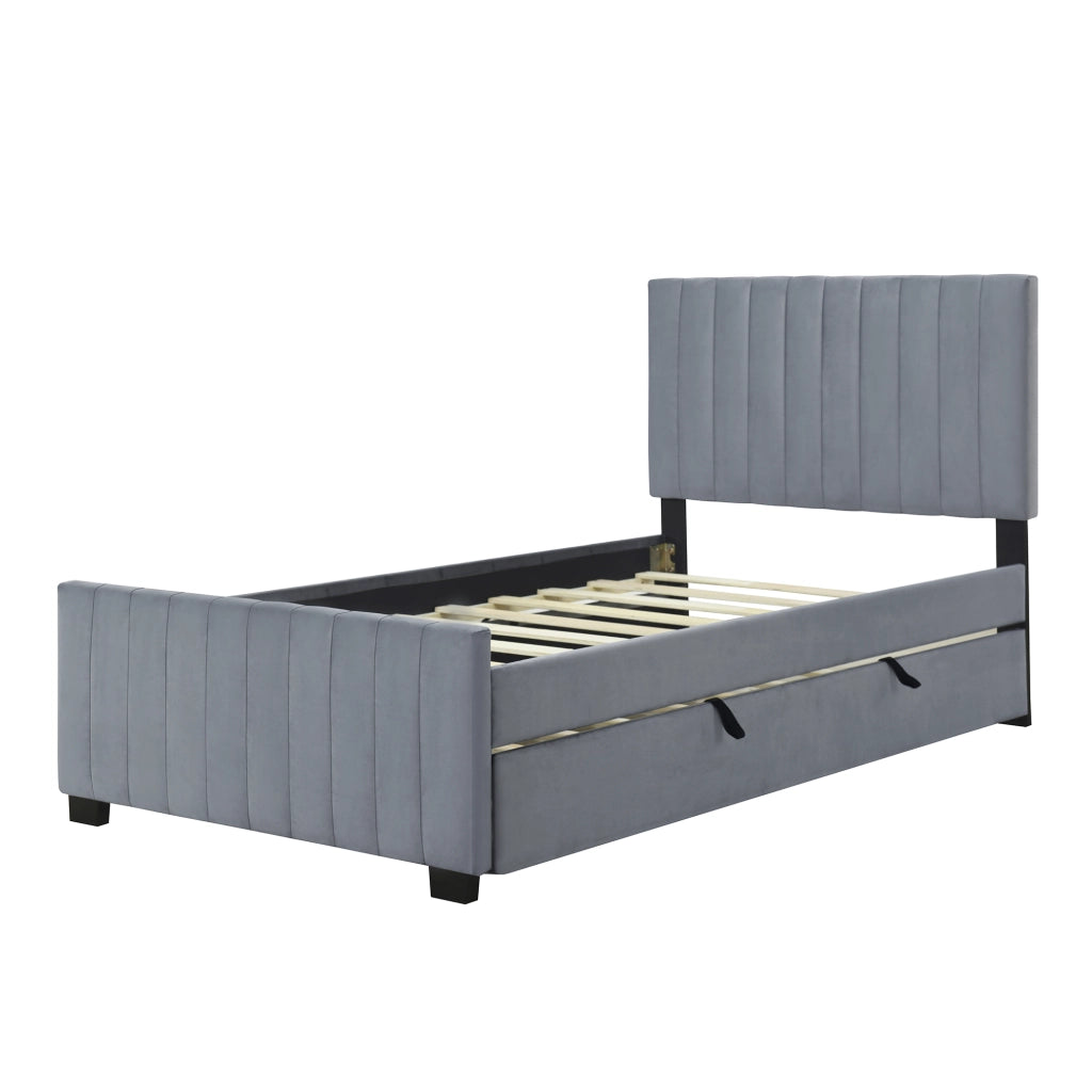 letto imbottito velluto grigio 90 x 190 cm