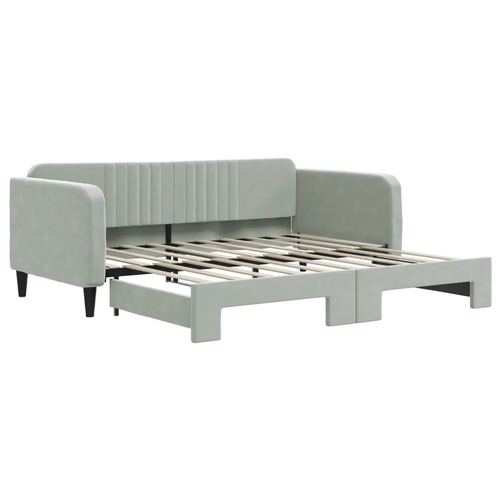 Divano letto | Sof¨¤ letto | Letto singolo Estraibile Grigio Chiaro 90x190 Velluto