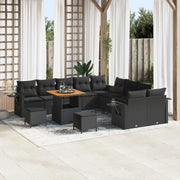 Set Divano da Giardino con cuscino 13 pcs Nero polyrattan 3363749