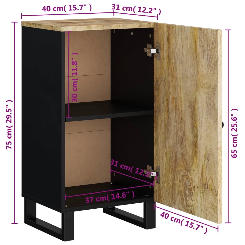 Credenza con Anta 40x31x75 cm in Legno Massello di Mango 352909