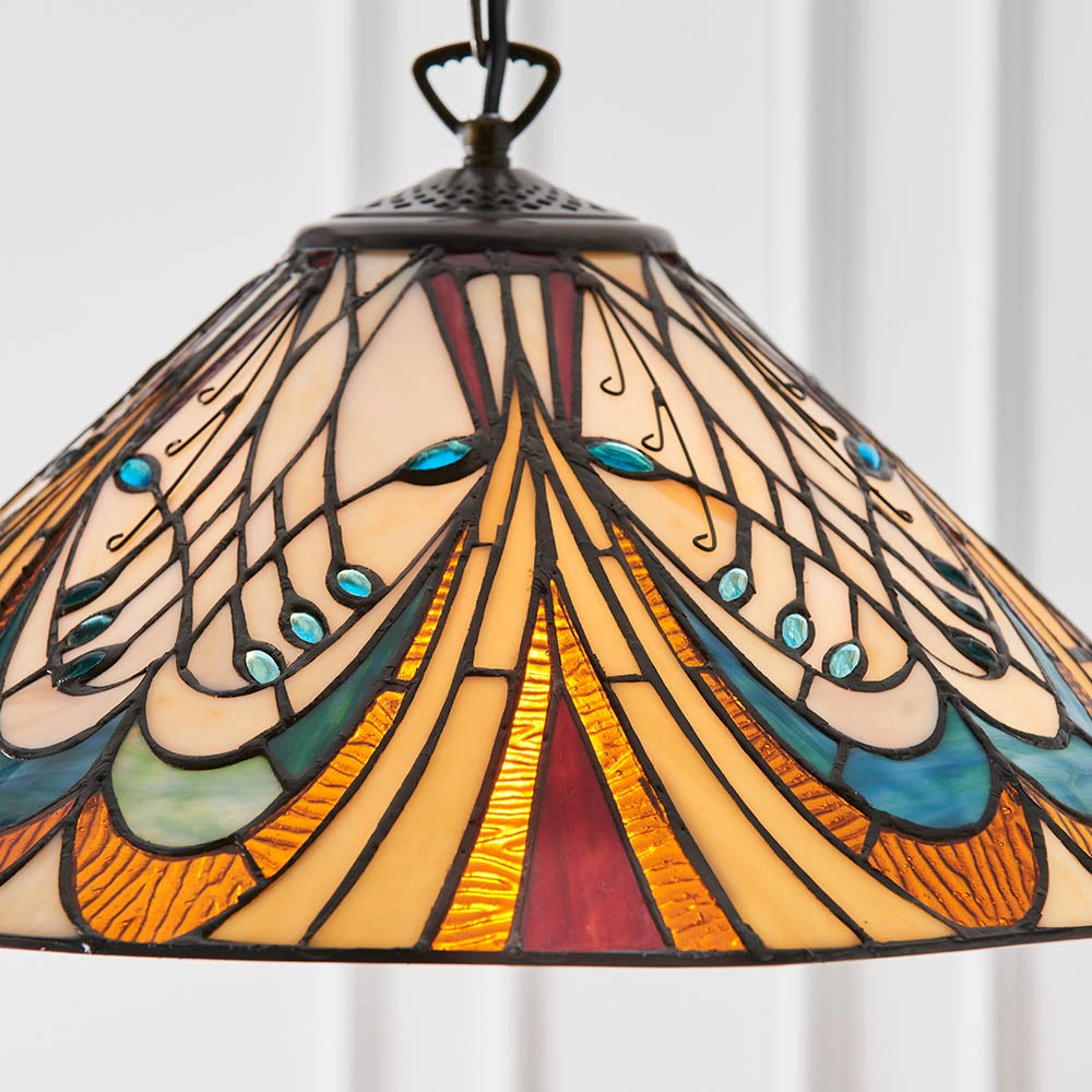 Lampada a sospensione Tiffany cono vetro Hector E27 60W