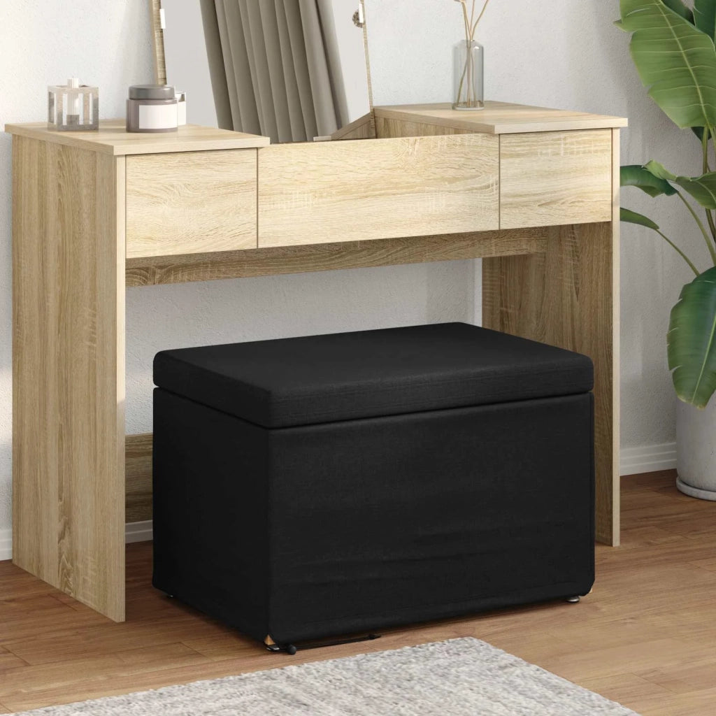 Pouf Nero 61 x 41 x 40 cm Tessuto e Legno Ingegnerizzato 876760