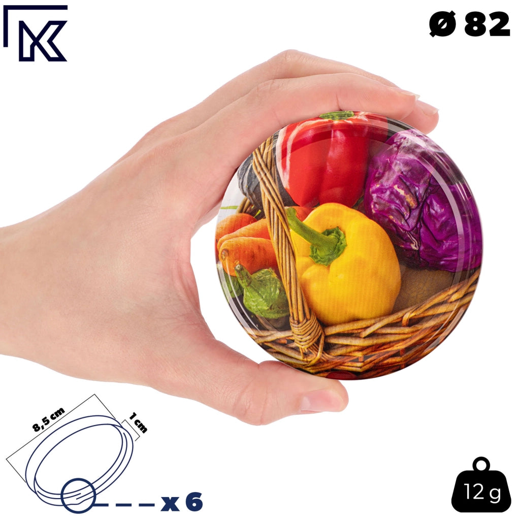 KADAX Denia barattoli per conserve 250ml 50 pezzi 82mm + coperchio "Pepper"