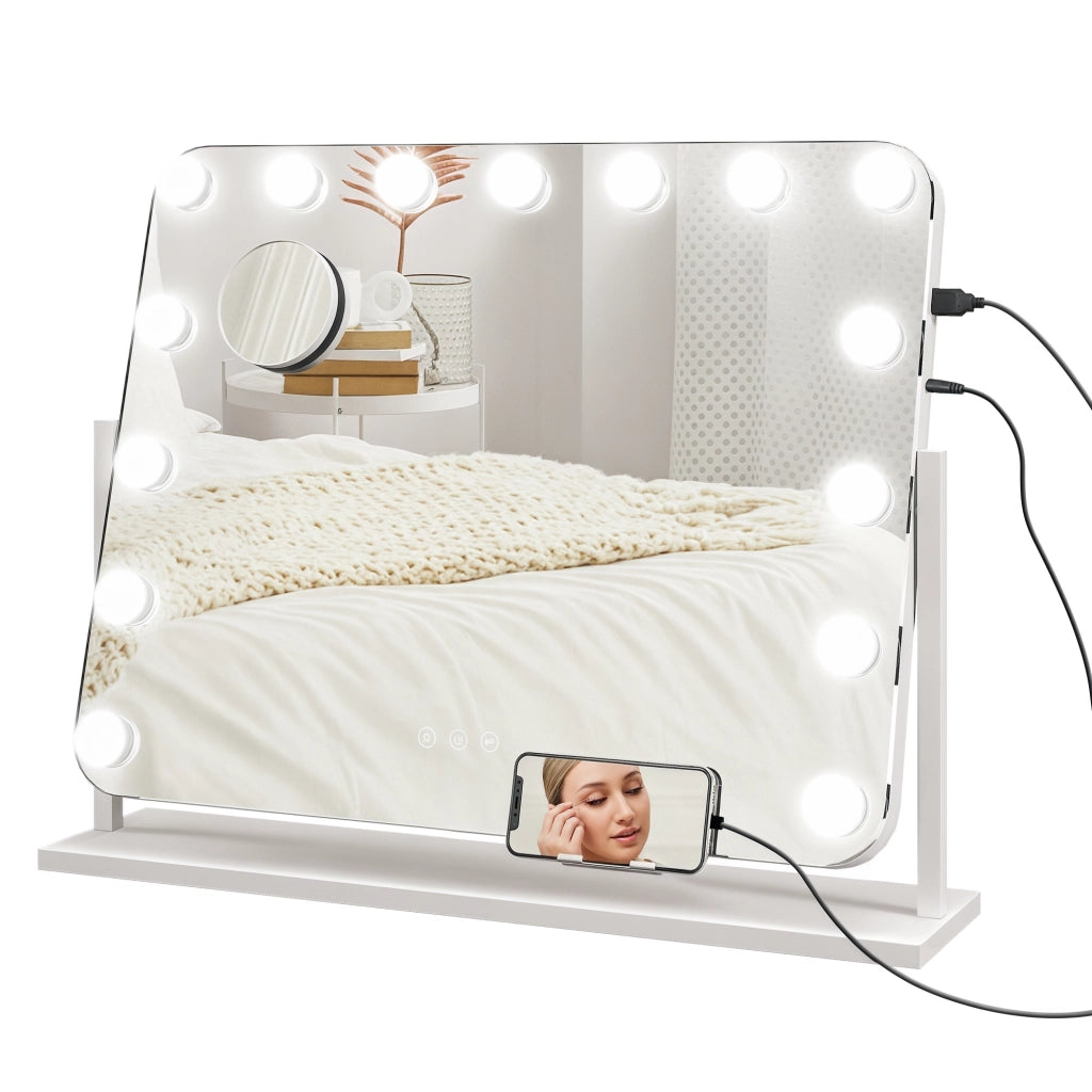 Specchio Trucco LED con Ingrandimento ¨C Xylo ¨C Rotazione 360¡ã USB 63x50cm