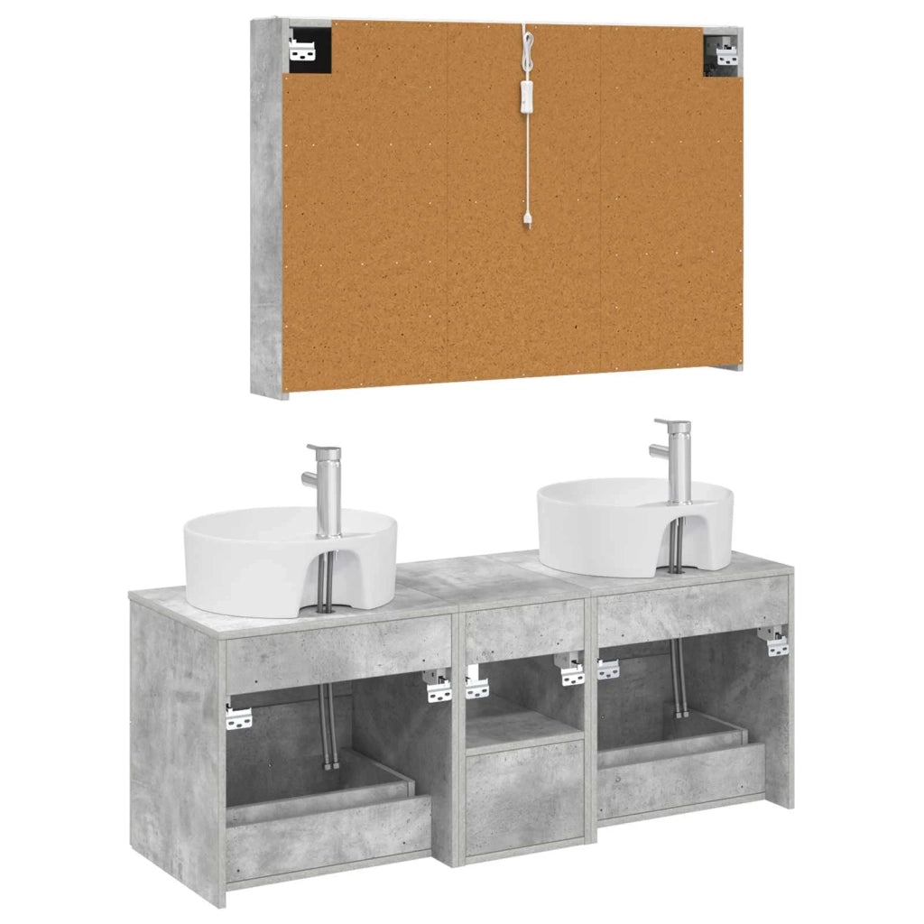 Set di mobili per il bagno 4 pz Grigio Cemento 3406906