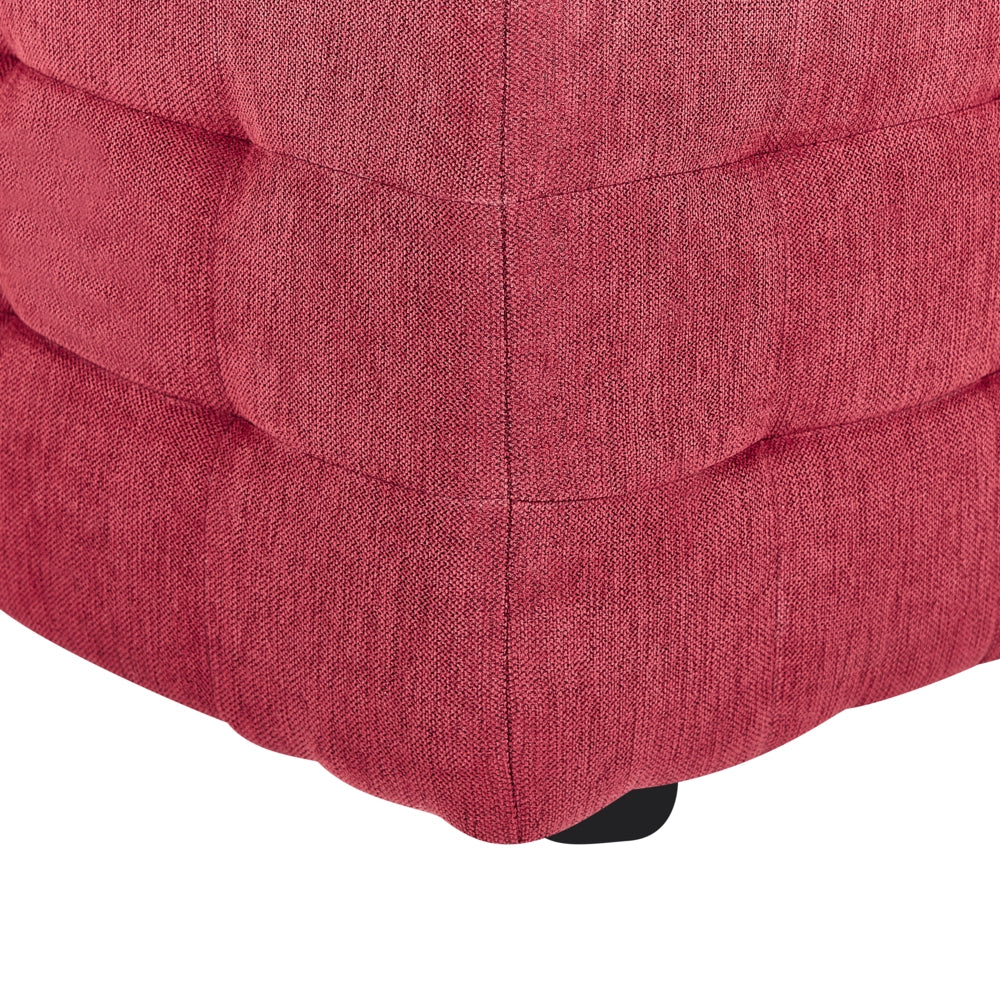 Pouf contenitore in tessuto rosso con coperchio trapuntato camera da letto