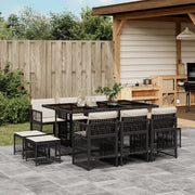 Set da Pranzo da Giardino 11 pz con Cuscini in Polyrattan Nero 3210966