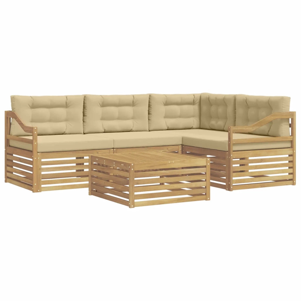 Set di divani da esterno 5 pz Bianco e Beige Poliestere 3390463