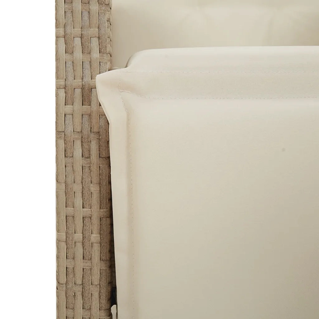 Set da Bistrò da Giardino 7 pz con Cuscini Beige in Polyrattan