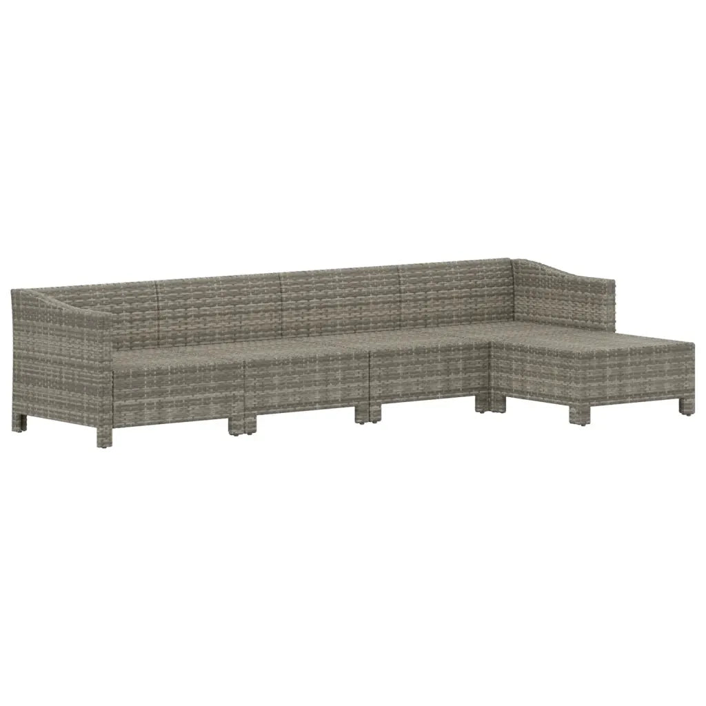 Set Divani da Giardino 5 pz con Cuscini in Polyrattan Grigio 3187270