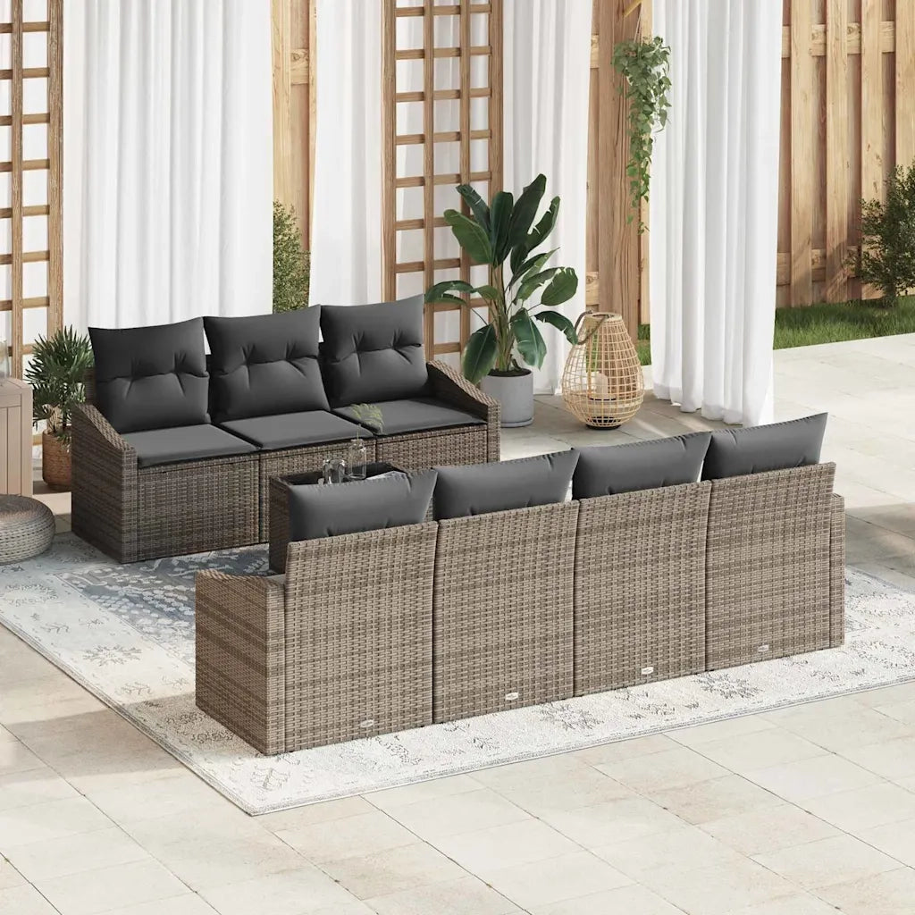 Set di divani con cuscino con cuscino 8 pcs Grigio polyrattan 3346629