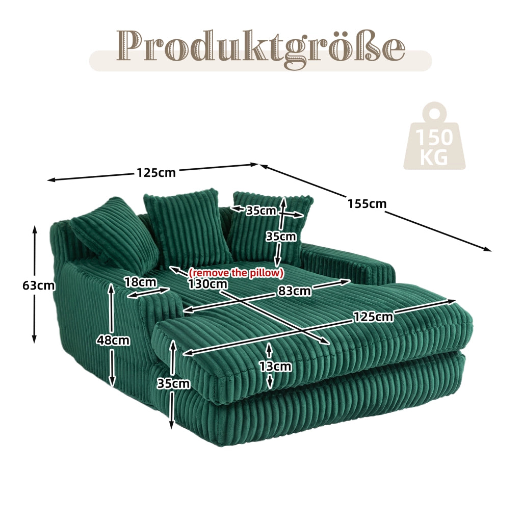 Divano letto moderno - Zephmum- Con cuscini, singolo, colore smeraldo